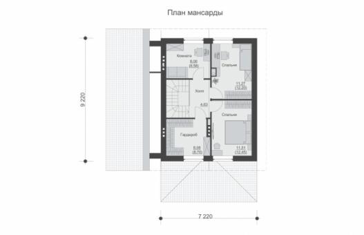 Одноэтажный дом с мансардой, гаражом и парилкой