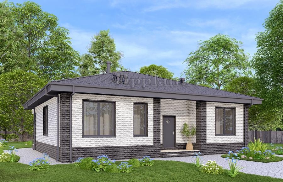 Одноэтажный дом с террасой, тремя спальнями и просторной гостиной